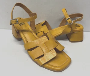 MIZ MOOZ SANDALIAS DE TACÓN DE CUERO CON CORREA AL TOBILLO PARA MUJER DORADAS 37EU / 7US # A-82 - Imagen 1 de 3
