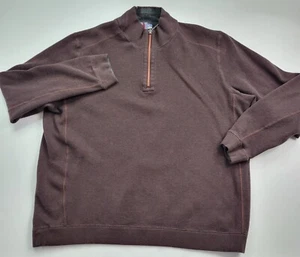 Tommy Bahama Reversible Mens Sweater 1/4 Zip Long Sleeve XL Brown Gray Pullover - Picture 1 of 10