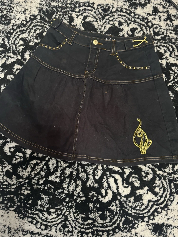 Baby Phat винтажный Y2K девочек черный джинсовой ткани юбка Sz 16 - Изображение 1 из 1