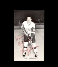 Randy Ladouceur Signed JD McCarthy Vintage Postcard 1950`s 60`s Detroit Red Wing