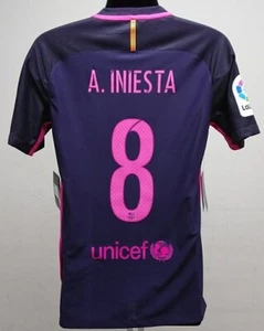BNWT Barcelona Authentic Away Jersey 2016 2017 Iniesta #8 Aeroswift Size M - Picture 1 of 6