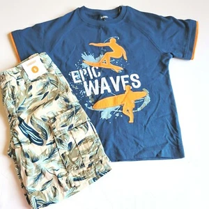 Gymboree Boys sz 5 Gone Surfin Surf Tee Tropical Leaf Shorts Set NWT - Picture 1 of 4