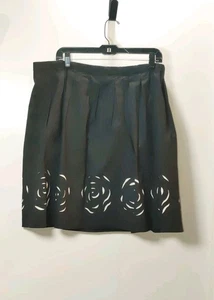 DKNY Mujer Talla 8 Negro Floral Recorte Plisado Forrado Bolsillo Cintura Elástica Midi - Imagen 1 de 12