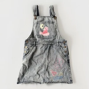 Disney Turning Red Denim Jumper Dress Girls Size 13 Embroidered Panda 4 Town - Picture 1 of 8