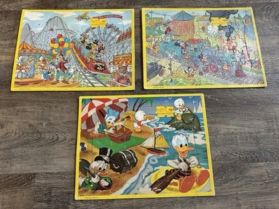 Vintage Disney Puzzle Lot Mickey Mouse Gang Duck Tales Interlocking Cardboard - Image 1 of 4
