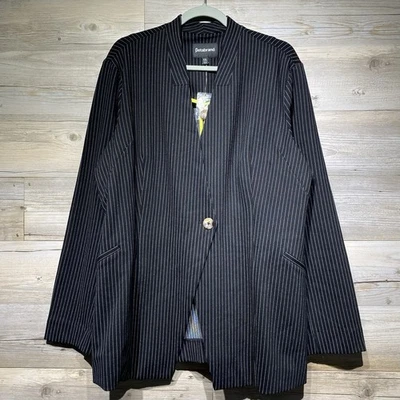 Blazer Betabrand Prima sin cuello tejido negro a rayas talla XXL elástico Foto 1 de 4