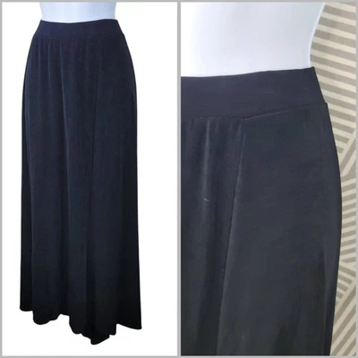 Catherines Maxi Skirt Plus 3X 26 28 Long Stretch Elastic Waist Travel Knit Black - Image 1 of 4