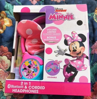 eKids Minnie Mouse Bluetooth Headphones for Kids, Includes Aux Cord - Image 1 of 3