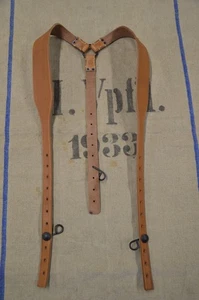 WW1 French Army Premium Brown Patined Leather Y-STRAPS - 100% HandMade - Picture 1 of 4