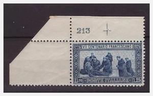 REGNO 1926  -  SAN FRANCESCO Lire 1,25     NUOVO  **  NUMERO DI TAVOLA - Picture 1 of 1