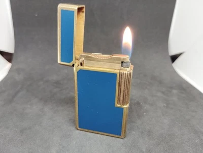 Accendino a gas Dupont vintage linea lacca blu 1L funzionante - Immagine 1 di 4