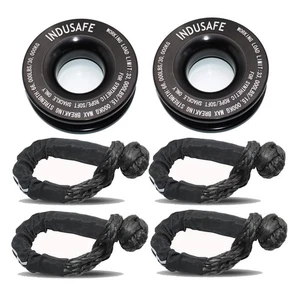 2PK Recovery Ring Snatch Block Pulley 66000lbs w/4 Soft Shackles Tow Winch Strap - Picture 1 of 9
