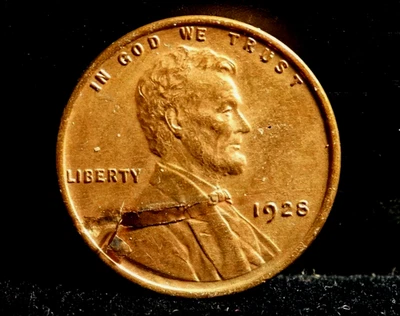 1928 LINCOLN CENT MAJOR PLANCET ANNEALING/LAMINATION ERROR HIGH GRADE - Image 1 of 2