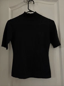 Usato in ottime condizioni vintage C.H.V. Maglione Mockneck Manica Corta Leggero Misto Seta Nero Taglia Media - Foto 1 di 11