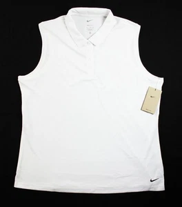 Nike Damen Golf Polo Shirt Oberteil XL ärmellos Pullover Golf Tennis weiß $ 55 NEU - Bild 1 von 7