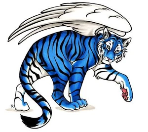 TRANSFER MAGLIETTA T-SHIRT FELPA TIGRE BLU ALATA FANTAS - Picture 1 of 1