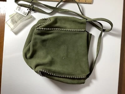 Zara Handbag Women Small Green Suede Flap Tie Crossbody Stud Boho Hippie Boho - Image 1 of 4