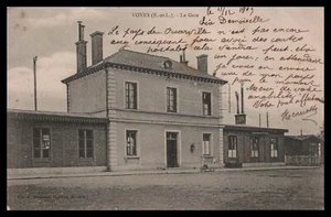 VOVES EURE-et LOIR VILLAGES VOVEENS, FRANCIA, 1868 estación de tren original pm 1906 - Imagen 1 de 2