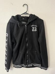 Buffalo David Bitton Men’s Sherpa Lined Full Zip Hoodie Jacket Large Black - Picture 1 of 6