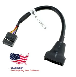 New USB 3.0 20-pin Header Male to USB 2.0 9-pin Female Adapter Motherboard USB - Picture 1 of 7