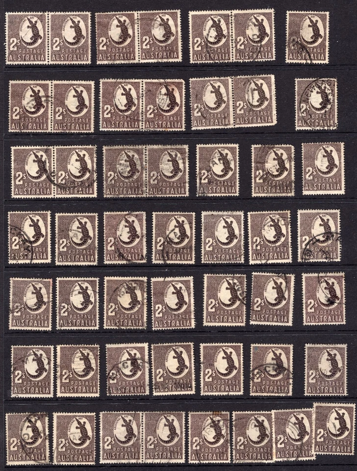 c. 1948 Australia 2/- Shilling Crocodile Aboriginal Art Used Lot (50) - Image 1 of 1