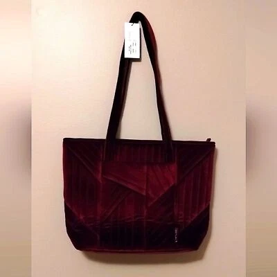 Small Vera Tote Bag in Velvet, Bohemian Flapper Vintage-Inspired, Dark Red - NWT - Image 1 of 4