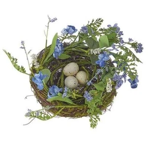 Raz Imports Floral and Fern Nest with Eggs Easter Spring Decor Blue - Picture 1 of 1