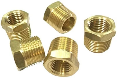 (5 Pack Ships Fast) 1/2 Male NPT x 1/4 Female NPT Hex Brass Reducing Bushing - Image 1 of 3