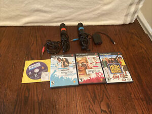 Karaoke Playstation 2 Bundle 4 Games With 2 Microphones USB Dongle Tested