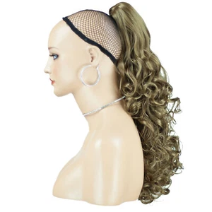 Ponytail Claw Clip Light Brown Curly 17" Heat Resistant Synthetic Hairpiece - Picture 1 of 2
