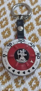 VINTAGE MEMO PARK KEYCHAIN SWISS MADE POCKET MINI TRAVEL METAL PLASTIC LEATHER - Picture 1 of 24