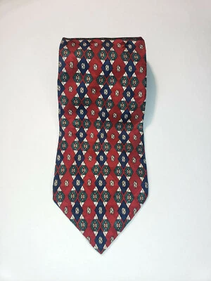 Corbata Savile Row roja/azul marino/verde/blanca 100 % seda Foto 1 de 4