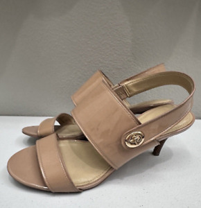 Coach Beige Marla Slingbacks Heels Sandals Blush Patent Leather Size 8.5 Shoes