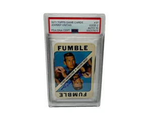 1971 Topps Game Cards Johnny Unitas Auto PSA 2 Good / 10 Auto #37 Baltimore Colt - Picture 1 of 3
