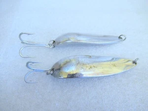 Qty-2 Vintage KROCODILE FISHING LURE Spoon Die #5 by LUHR JENSEN Hood River ORE - Picture 1 of 5