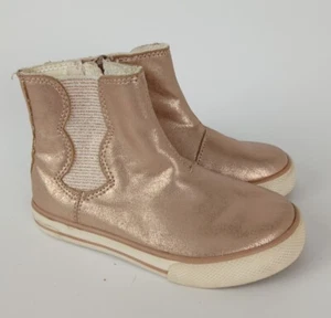 Cat And Jack Kids Pink High Top Sneakers Boot Tennis Shoes Side Zip Girls Size 8 - Picture 1 of 8