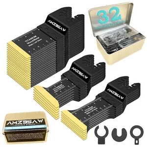 32PCS Titanium Oscillating Saw Blades Metal Cutting, Multi Tool Blades Kits f... - Picture 1 of 7