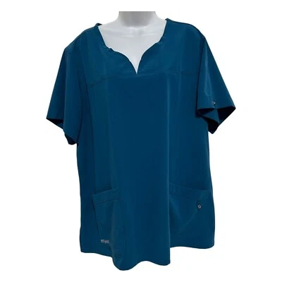 Greys Anatomy Barco Signature Feminino 3XL Esfoliante Top Bolso Entalhado Pescoço Azul-petróleo - Imagem 1 de 4