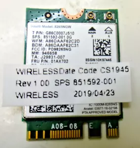 Genuine 98265NGW Intel Wifi Card 01AX702 1AX702 - Picture 1 of 1