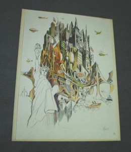 William Papas "Papas' America" SIGNED 'PAGE 15' from book, NEW YORK CITY - Bild 1 von 7