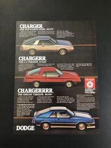 1984 DODGE SHELBY CHARGER 2.2 ORIGINAL VINTAGE PRINT ADVERTISEMENT PRINTED - Picture 1 of 1