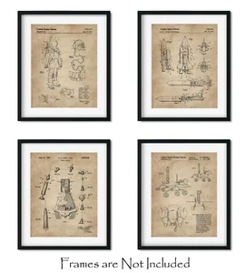 Outer Space Patent Print Set 4 Vintage Art Prints 8x10 - Aerospace Lovers Gift - Picture 1 of 10