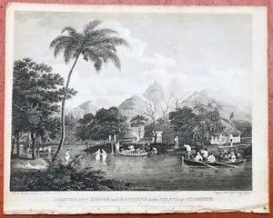 1799 James Wilson Antique Print of Missionary House and View of Tahiti - Picture 1 of 2