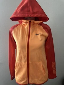Nike Dri Fit Hoodie Girls Youth Size Large Pullover Full Zip Orange - Picture 1 of 6