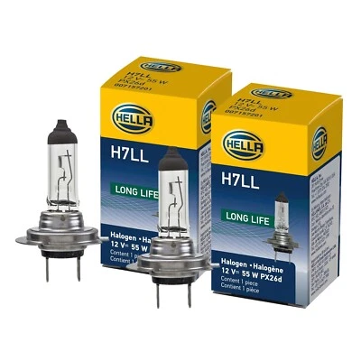 Hella Long Life Set of 2 Halogen Bulbs H7 (PX26d) 12V - 55W for High or Low Beam - Image 1 of 2