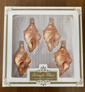 Kringle Glass by Kurt S Adler, INC Peach Seashells, set of 4 in box - Picture 1 of 3