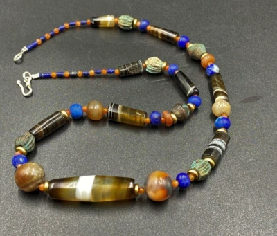 Antiguo collar vintage de cuentas antiguas de ágata con bandas Foto 1 de 4