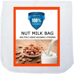 Nut Milk Bag, Pro Quality Multiple Usage Reusable Food Strainer, Cold Brew Coffe - Picture 1 of 12
