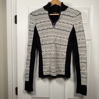 Sudadera Manga Larga SKYR Talla S Negra Blanca Esquí Nórdico Alpino Gráfico Patrón Foto 1 de 4