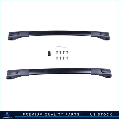 2x Fits For 2014 Toyota RAV4 Black Top Roof Rack Cross Bar Top Black Aluminum - Image 1 of 4